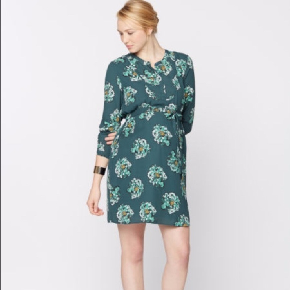 A Pea in the Pod jade floral maternity dress